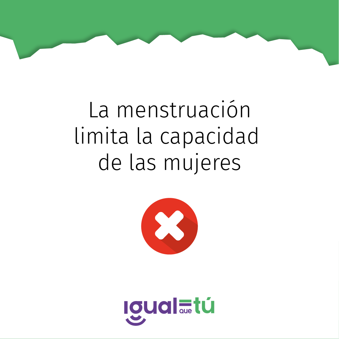 En la imagen se observa el texto: "La menstruación limita la capacidad de las mujeres".